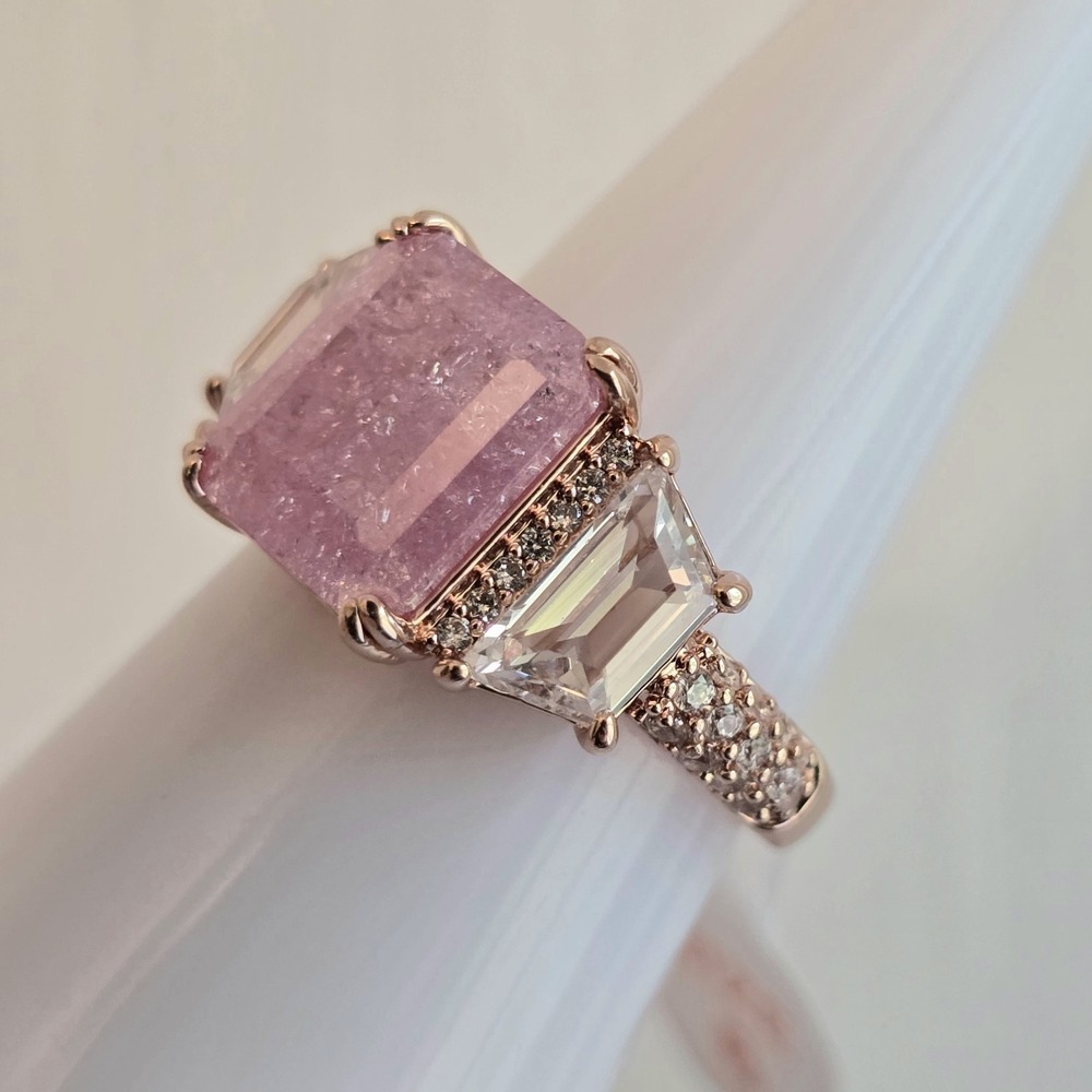 Bomb Party RG66586 Size 6 Ring Duly Noted Dreams Pink Ice Crystal Rose Gold NEW